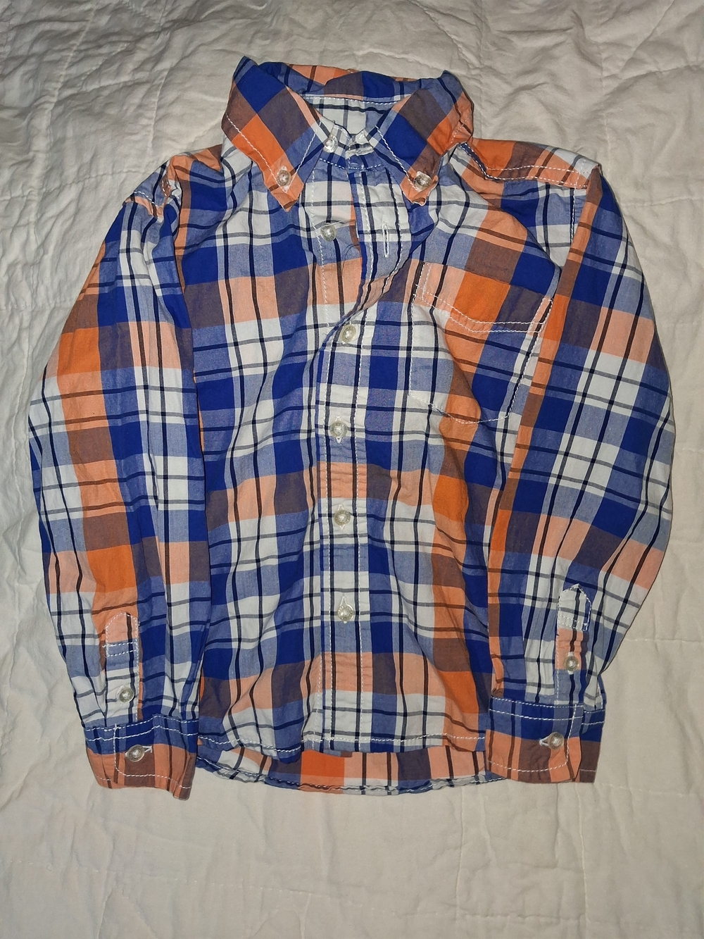 Boys 4T Orange & Blue Plaid Button-Up Shirt J Khaki